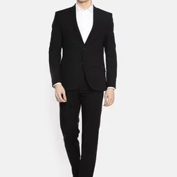 Park Avenue Men Black Solid Super Slim Fit Single-Breasted Formal Suit-picture-29