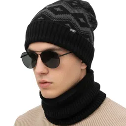 iSWEVEN Unisex Printed Woollen Beanie image 4