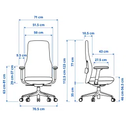 ikea grönfjäll Office chair with armrests, Letafors yellow-brown/black image 3