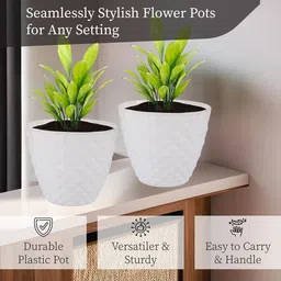 Kuber Industries White 3 Pieces Textured Flower Pot Planters image 5