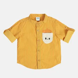 MINI KLUB Cotton Full Sleeves Striped Shirt - Yellow-picture-10