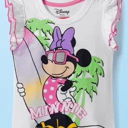 Babyhug Disney Single Jersey Knit Frill Sleeves T-Shirt with Minnie Mouse Graphics - White-picture-27