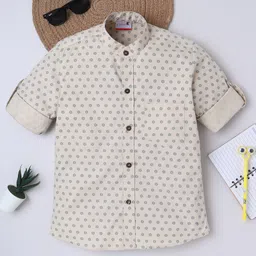 BAATCHEET Cotton Woven Full Sleeves Floral Printed Shirt - Beige-picture-19