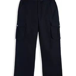 CAVIO Cotton Blend Woven Full Length Solid Cargo Pants With Belt Set - Navy Blue-picture-22