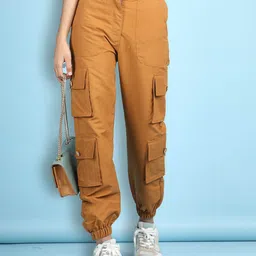 Cutiekins Woven Solid Cargo Pants - Mustard-picture-34