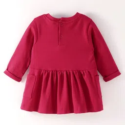 Simply Interlock Full Sleeves Frock Deer Print - Pink image 2