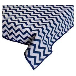 Kuber Industries Cotton Zig Zag Print 6 Seater Dining Table Cover/Table Cloth For Home & Dining Table (Blue) 54KM4375 image 2