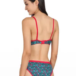 samvar Women Blue,Green Cotton Bra Panty Set for Lingerie Set Undergarments Pack of 2 image 5