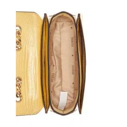 guess fashion Guess Cornsilk Yellow Textured Orlina Mini Sling Bag image 3