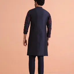kisah Mens Kurta|Blended Fabric Embroidered Semi-Casual Mens Ethnic Wear|Regular Fit Mandarin Collar Long Sleeves image 4