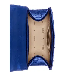 guess fashion Guess Sapphire Blue Self Design Zalina Mini Top Handle Sling Bag image 3