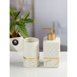 Kookee White Ceramic Soap Dispenser & Toothbrush Holder image 3
