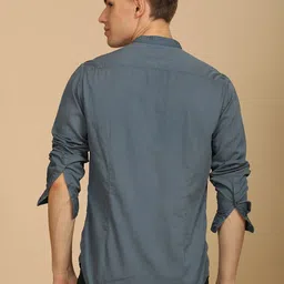 poe Placido - Fine Cotton Solid Shirt - Petrol image 3