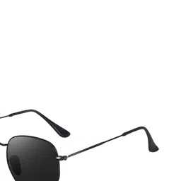 Irayz Unisex Hexagon Sunglasses with UV Protected Lens 5072-Full-Black image 3