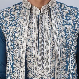 Jompers Men Ethnic Motifs Embroidered Regular Thread Work Kurta with Trousers image 3