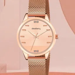 DressBerry Women Brass Embellished Dial & Straps Analogue Watch DB-LR008-RG-RG image 5