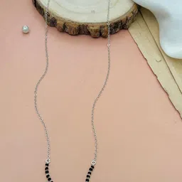 ABDESIGNS Silver Plated American Diamond Studded & Beaded Mangalsutra image 2