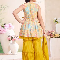 BAESD Girls Printed Kurta With Sharara & Dupatta image 2