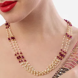 AMI Set Of 2 Gold-Plated Beaded Layered Statement Necklace image 3