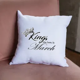 Loops n knots White & Black Kings Are Born In March Printed Pre-Filled Cushion image 2