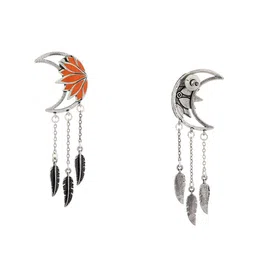 Voylla Boho Tribe Moonlit Lotus Oxidised Pendant Set image 5