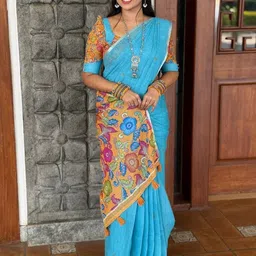 Jinal & Jinal Floral Pure Linen Saree-picture-27