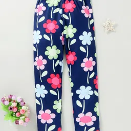 Kookie Kids Full Length Leggings Floral Print - Navy Blue-image-76