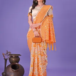 Panzora Floral Zari Linen Blend Designer Saree image 3