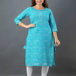 ROPADEMODA Leheriya Printed Gotta Patti Pure Cotton Straight Kurta-picture-37
