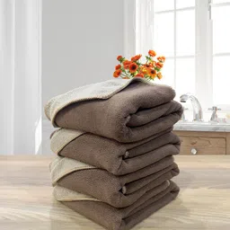 LABHAM 4 Pcs Brown 450 GSM Reversible Hand Towel image 2