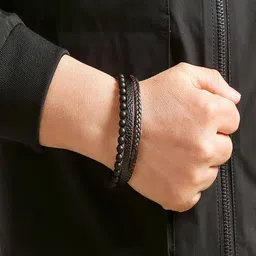 UNIVERSITY TRENDZ Men Leather Antique Wraparound Bracelet image 2