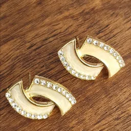 Zhouse Gold-Plated Crystals Studded Contemporary Studs-picture-11