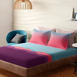 Portico Purple & Pink Abstract Printed Cotton 164 TC Bedsheet Set 2.74 m x 2.74 m-picture-29