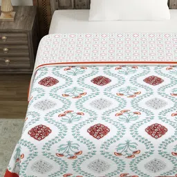 BLOCKS OF INDIA Red & White Ethnic Motifs AC Room 150 GSM Single Bed Dohar image 5