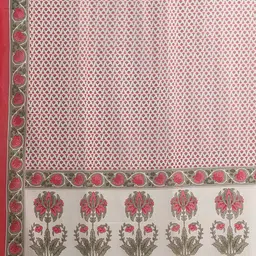 FASHOR Floral Printed V-Neck Pure Cotton Straight Kurta With Trousers & Dupatta image 2