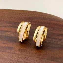 COOLWOOL Gold-Plated Korean Crescent Shaped Half Hoop Earrings-image-57