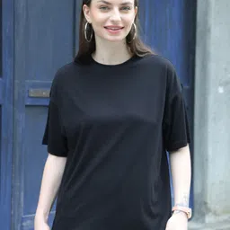 TITTLI Women Polo Collar Extended Sleeves Pure Cotton Applique Boxy T-shirt-image-46