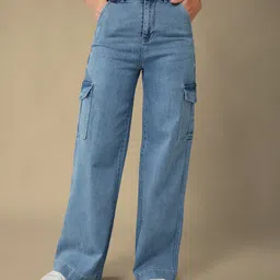 dolce crudo Women Relaxed Fit High Rise Blue Jeans image 3