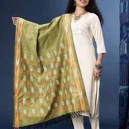 Taavi Woven Design Pure Cotton Ikat Dupatta image 2