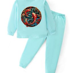 BLUSHES Kids Japanese Fish Printed Pure Cotton Top With Joggers Night Suit-picture-22