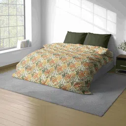 Ackross Yellow & Orange Colored Printed Microfiber 90 GSM Mild Winter Reversible Dohar image 2