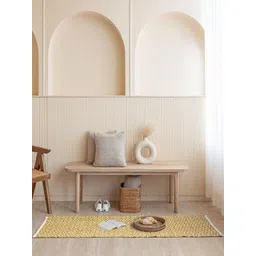 HOMEMONDE Mustard Geometric Cotton Carpet image 2