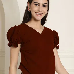 Metronaut Women Pack Of 2 Puff Sleeve Peplum Top image 2