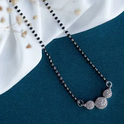 Opal Touch Rhodium-Plated Artificial Stones Studded And Beaded Mangalsutra-picture-14