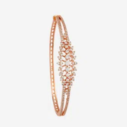 Kushal's Fashion Jewellery Rose Gold-Plated Cubic Zirconia-Studded Bangle-Style Bracelet image 2