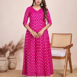 tasarika TasarikaPrinted V-Neck Maxi Ethnic Dress-picture-38