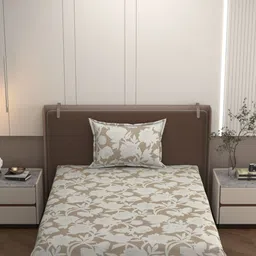 BELVOSTUM Brown Floral 160 TC Single Bedsheet with 1 Pillow Covers-picture-24
