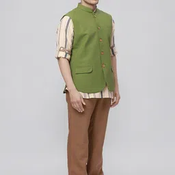 Ethnix by Raymond Men Pure Cotton Mandarin Collar Neck Nehru Jackets image 2