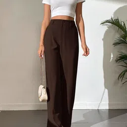 NU CLOTHS Women Relaxed High-Rise Pleated Trousers image 2