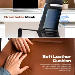 drogo Lumina Pro Ergonomic Premium Leatherette Office Chair for Work from Home Mesh Office Executive Chair image 5